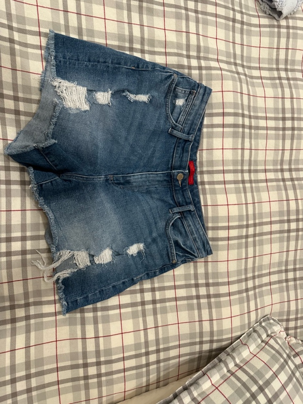 Jennifer Lopez Distressed Denim Jean Shorts in Blue